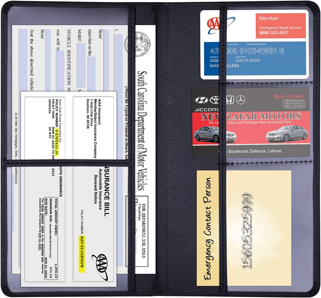 Car Registration and Insurance Holder, Document Card Organizer | PU Leather, Auto Glove Box Folder, Men and Women Wallet Case for Vehicle Driver License, Paperwork, Paper, ID, Receipt - view 7