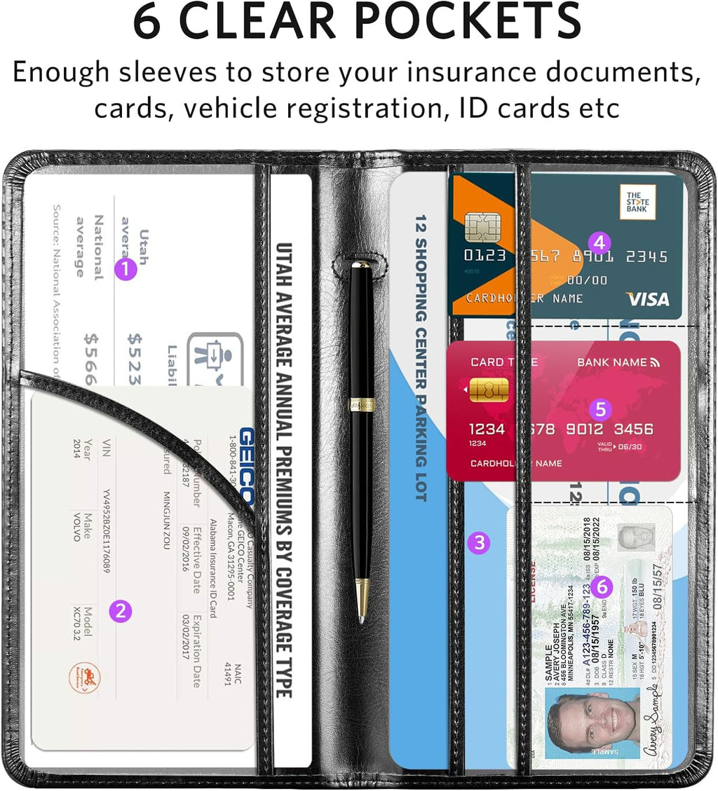 Car Registration and Insurance Holder | Vehicle Glove Box Organizer, Auto Truck Compartment Document Case with Magnetic Closure for Insurance & Driver License - view 3