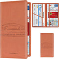 Car Registration & Insurance Card Holder, Brown | Vehicle License Document Organizer, Glove Box Compartment, Interior Car Accessories, For Women Men