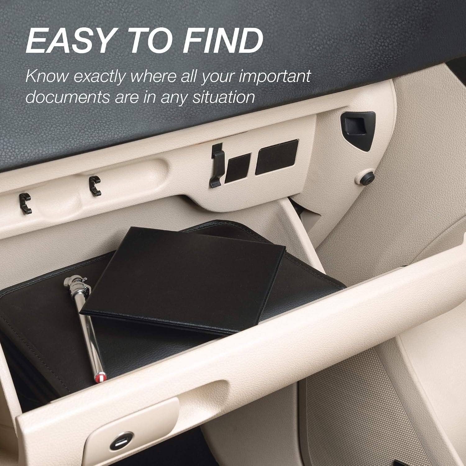 2 Pack Car Registration and Insurance Holder, 5.25" x 4.75" Black Glove Box Organizer, Perfect for Multiple Vehicles - view 4