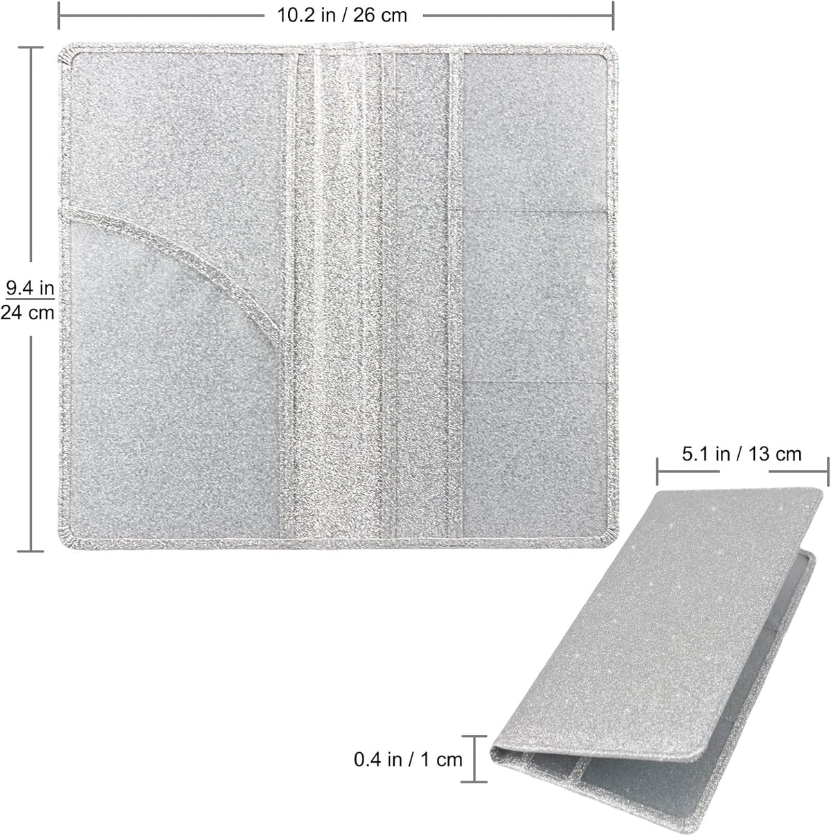 Car registration and insurance holder, premium leather insurance and registration holder, vehicle glove box car organizer, with magnetic shut for cards, driver license (glitter silver) - view 2