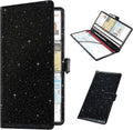 Car Registration and Insurance Holder, Black Glitter | Vehicle Glove Box Organizer Cool Car Accessories, Auto Truck Document Holder for Cards, Driver License