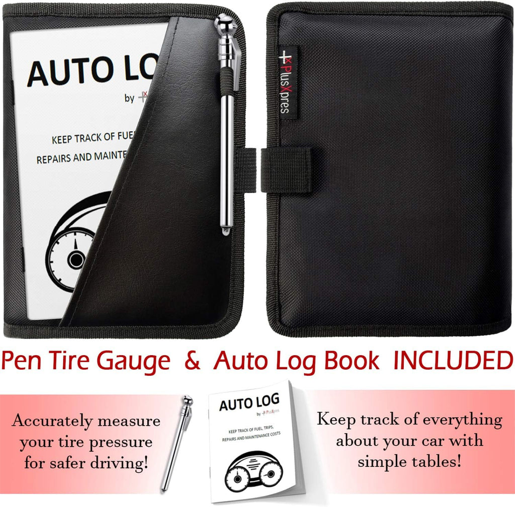 Glove box compartment organizer - car document holder - black | owner manual case pouch, vehicle storage wallet for registration and insurance card, auto paperwork holder, log book included - view 2