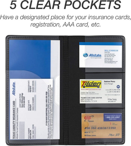 2 Pack Car Registration and Insurance Holder, Essential Vehicle Glove Box Organizer, Vehicle Document Holder, Faux Leather, Sleek Black Design, Lottery Ticket Holders - view 2