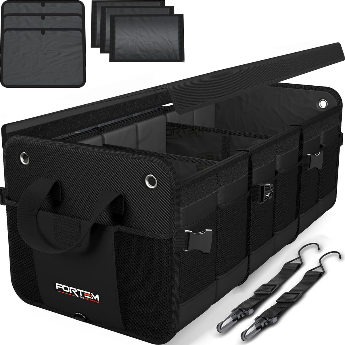 Trunk Organizer For SUV Car Organizer and Storage, Multi-Compartment Storage Bag Car Accessories for Women Men, Perfect Christmas Gifts, 1680D Oxford, Non Slip Bottom, Straps, Soft Cover (90L)