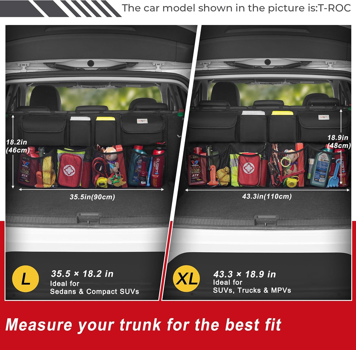 Car Trunk Organizer, LARGE CAPACITY Car Storage Bag with 8 Pockets, 7X Upgraded Trunk Storage Organizer for Car, SUV, Truck, MPV - view 5