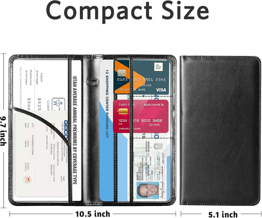 Car Registration and Insurance Holder | Vehicle Glove Box Organizer, Auto Truck Compartment Document Case with Magnetic Closure for Insurance & Driver License - view 5
