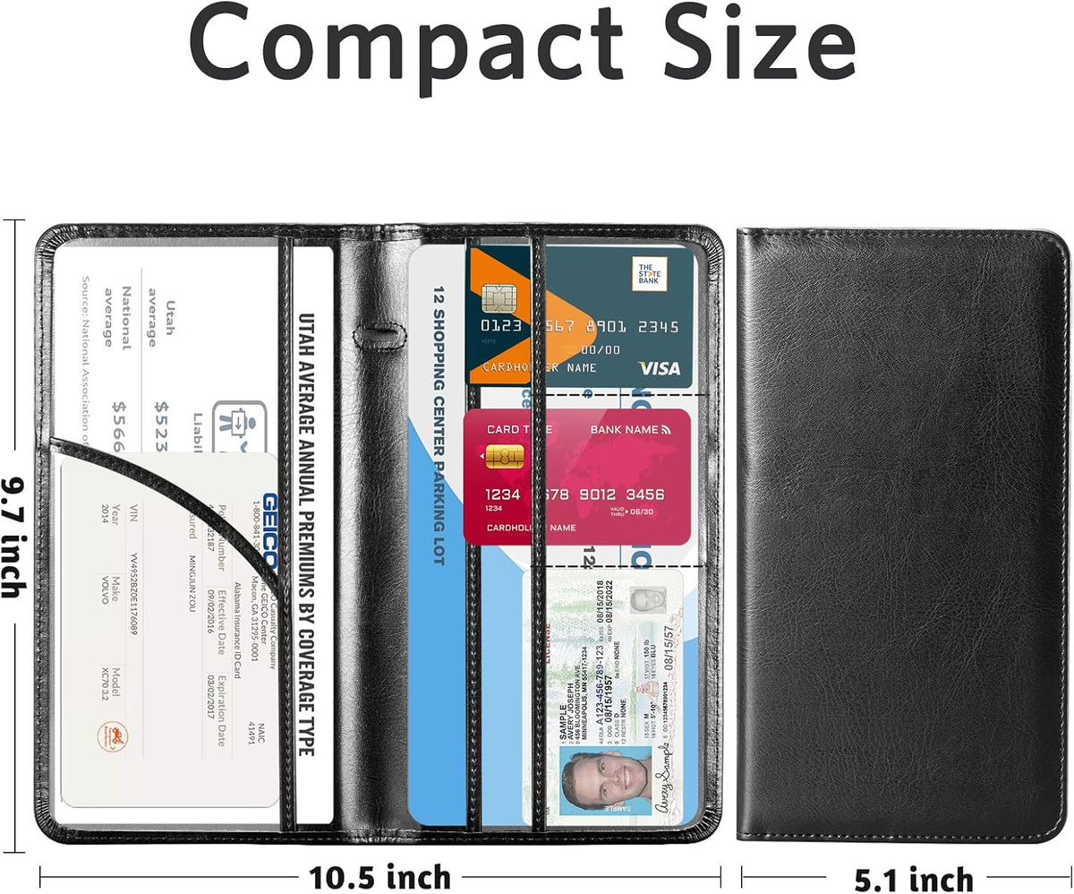 Car Registration and Insurance Holder | Vehicle Glove Box Organizer, Auto Truck Compartment Document Case with Magnetic Closure for Insurance & Driver License - view 5
