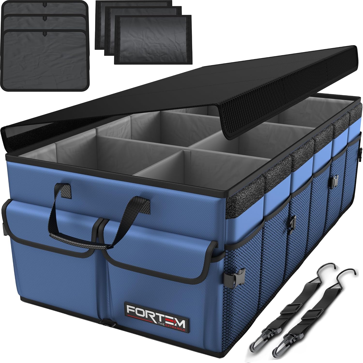 Trunk Organizer - Foldable Car Organizer & Storage for SUVs & Trucks | Car Accessories for Men Women, Collapsible Bag, Non Slip Bottom, Straps, Soft Cover, 600D Oxford, Grey, 6 Compartments, 85L - view 5