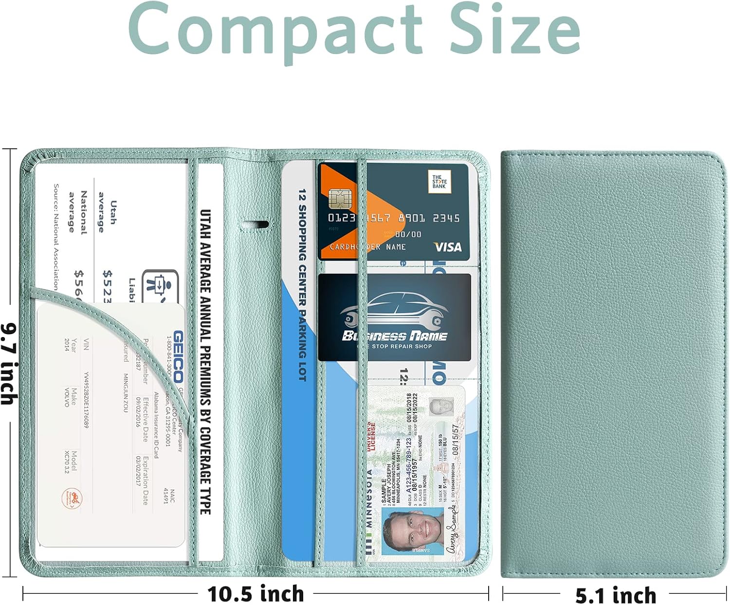 Car Registration and Insurance Holder - Vehicle Glove Box Car Organizer,Auto Truck Comparment Accessories Case with Magnetic Closure for Driver License,Cards - view 5
