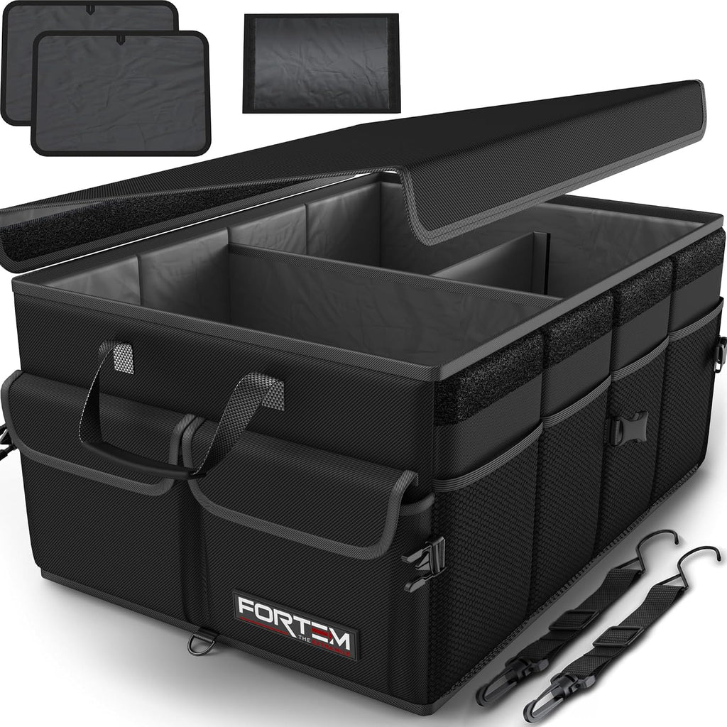 Trunk Organizer - Foldable Car Organizer & Storage for SUVs & Trucks | Car Accessories for Men Women, Collapsible Bag, Non Slip Bottom, Straps, Soft Cover, 600D Oxford, Grey, 6 Compartments, 85L - view 2