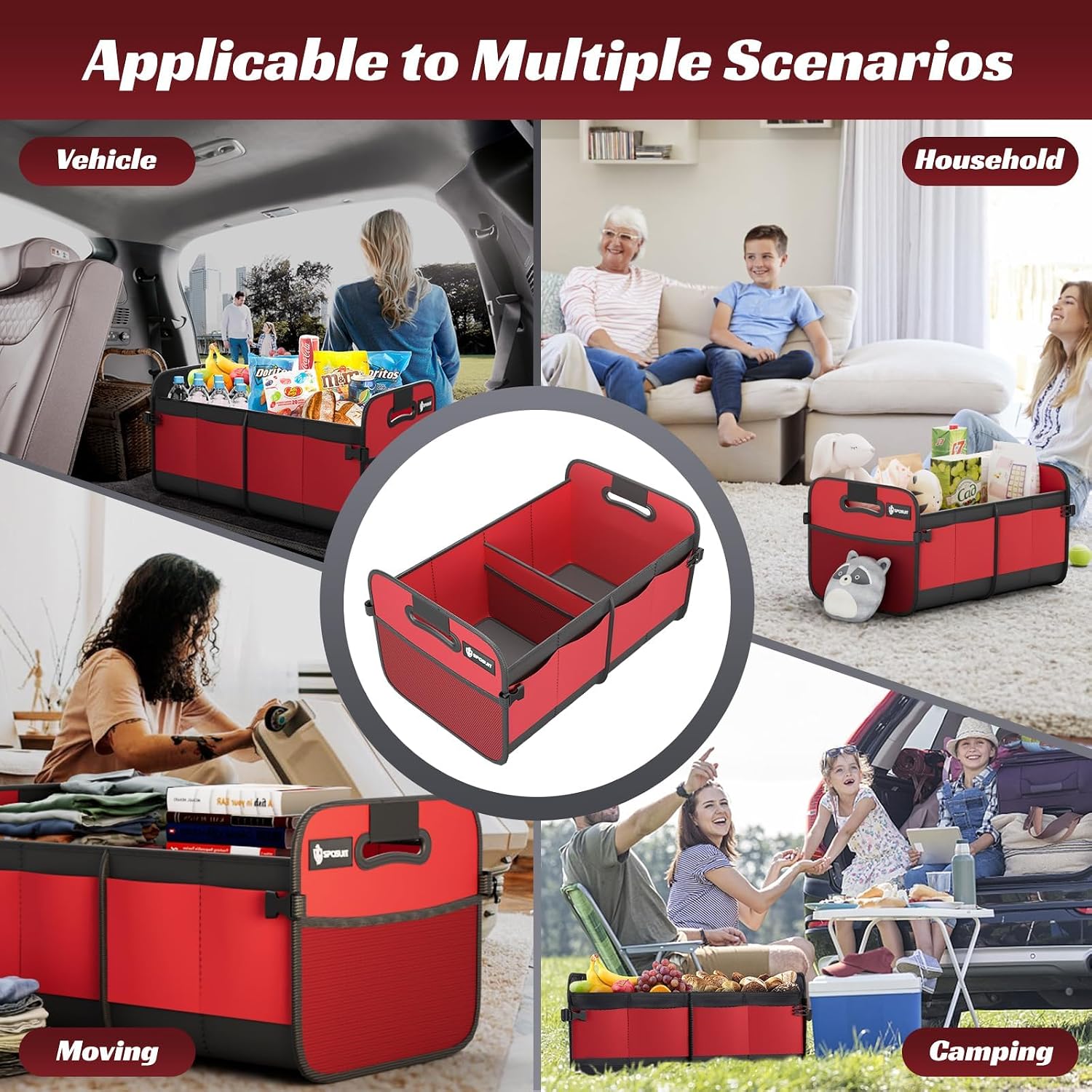 Trunk Organizer for Car - 70L Collapsible Car Storage with 11 Pockets & Reinforced Handles, SUV Trunk Organizers for Grocery Cargo - view 7