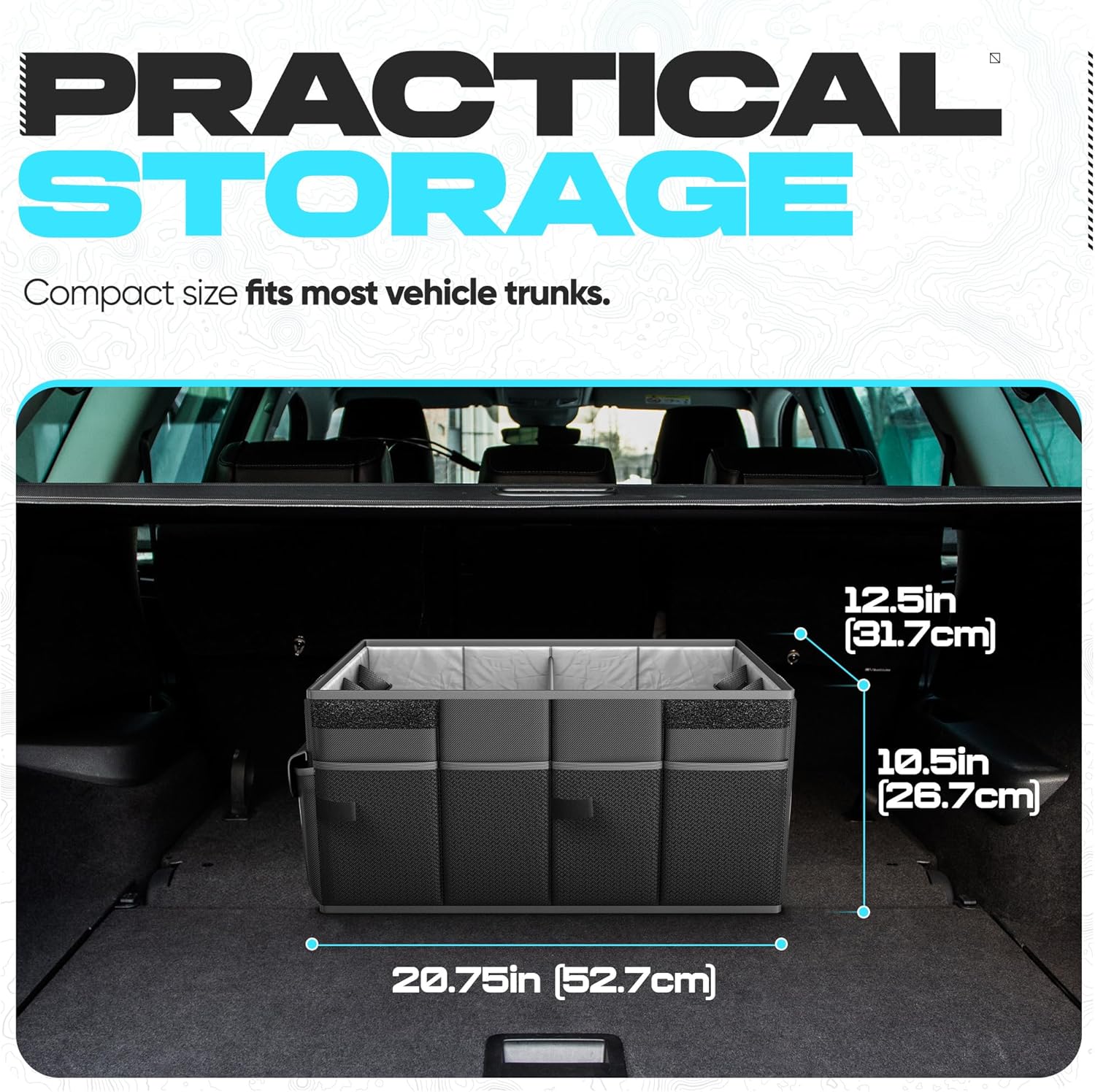 Trunk Organizer For SUV Car Trunk Organizer, Foldable Storage, Car Accessories for Women Men, Collapsible Bag, 600D Oxford, Non Slip Bottom, Straps, Soft Cover (45L) - view 4