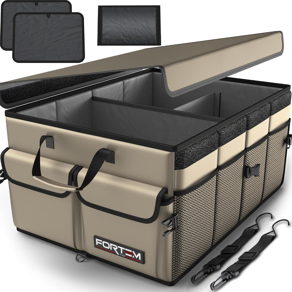 Trunk Organizer - Foldable Car Organizer & Storage for SUVs & Trucks | Car Accessories for Men Women, Collapsible Bag, Non Slip Bottom, Straps, Soft Cover, 600D Oxford, Grey, 6 Compartments, 85L - view 7