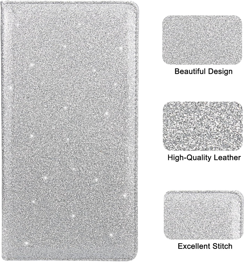 Car registration and insurance holder, premium leather insurance and registration holder, vehicle glove box car organizer, with magnetic shut for cards, driver license (glitter silver) - view 5