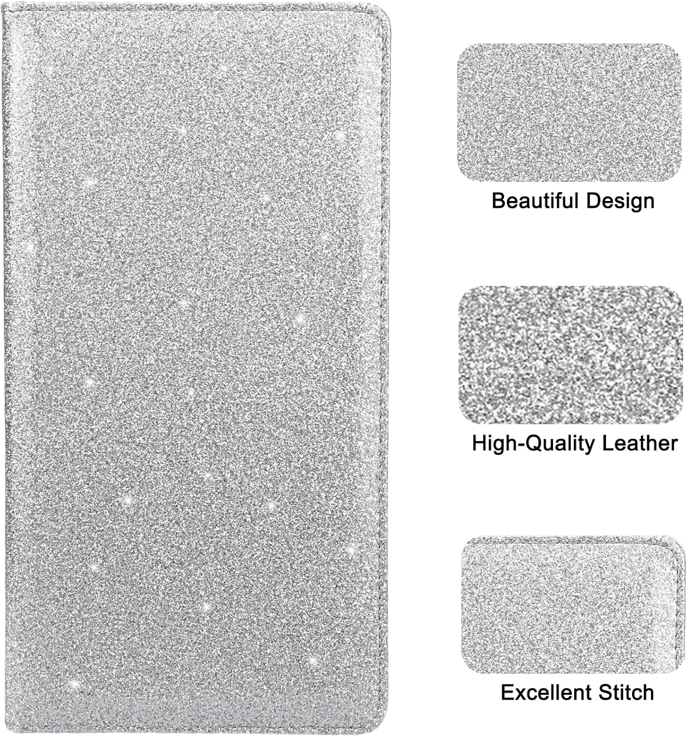 Car registration and insurance holder, premium leather insurance and registration holder, vehicle glove box car organizer, with magnetic shut for cards, driver license (glitter silver) - view 5