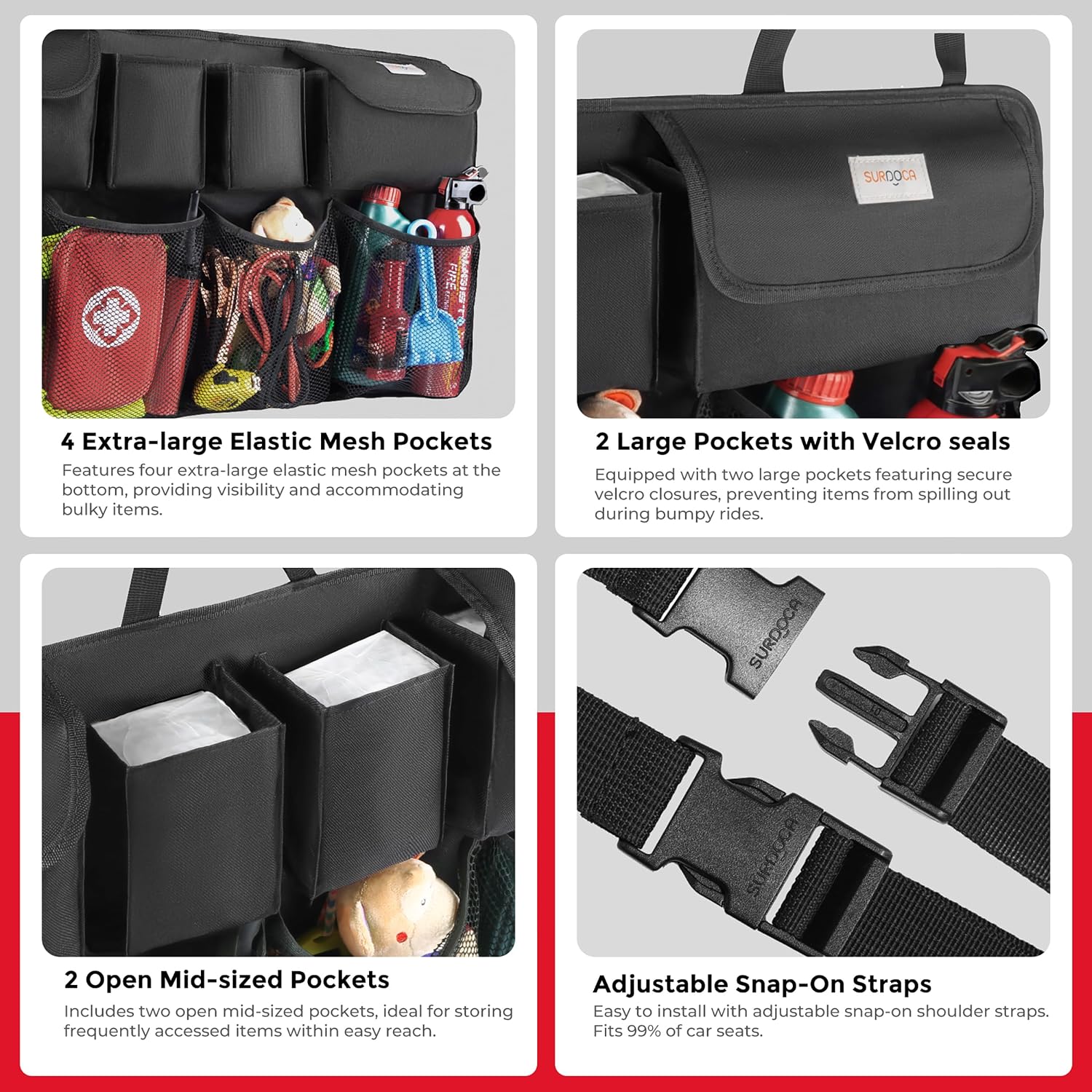 Car Trunk Organizer, LARGE CAPACITY Car Storage Bag with 8 Pockets, 7X Upgraded Trunk Storage Organizer for Car, SUV, Truck, MPV - view 3